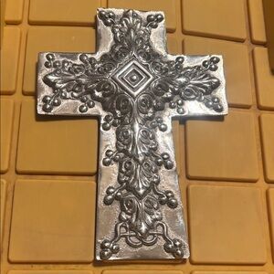 Intricate Pewter Wall Cross Decor
